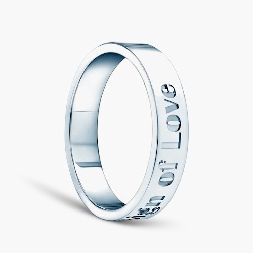 Obrączka partnerska Sign of Love®: białe złoto, płaska, 4mm